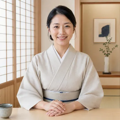 Japanese professional smiling at a desk
